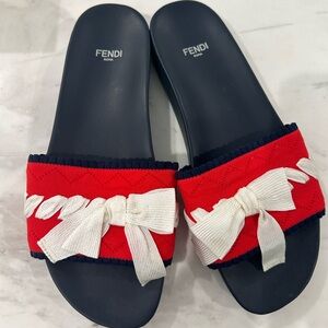 Fendi navy and red blue beach sandals NEW